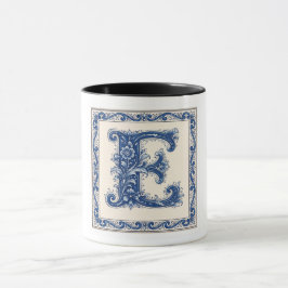 Noors Erfgoed Monogram-Blauw Mok