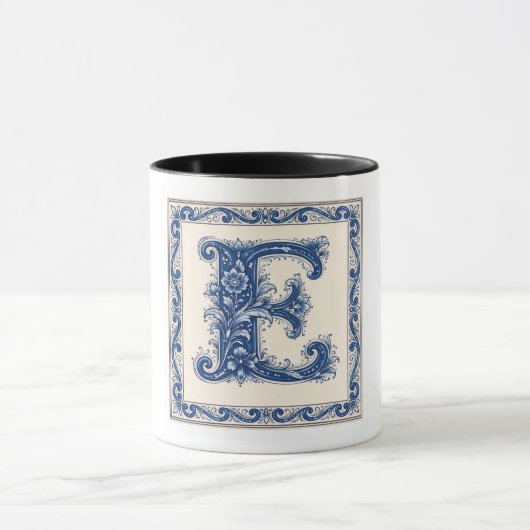 Noors Erfgoed Monogram-Blauw Mok (Midden)
