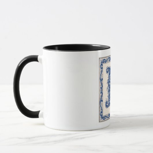 Noors Erfgoed Monogram-Blauw Mok (Links)