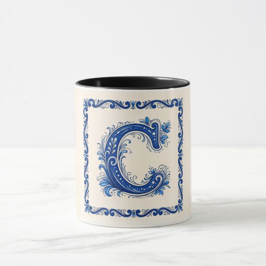 Noors Erfgoed Monogram-Blauw Mok (Midden)
