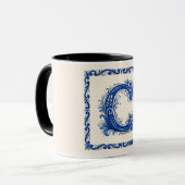 Noors Erfgoed Monogram-Blauw Mok (Voorkant links)