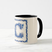 Noors Erfgoed Monogram-Blauw Mok (Voorkant rechts)