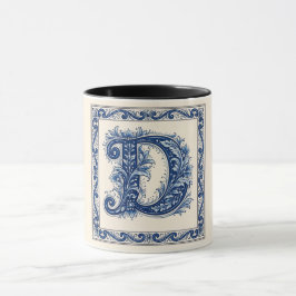 Noors Erfgoed Monogram-Blauw Mok