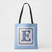 Noors Erfgoed Monogram-Blauw Tote Bag (Voorkant)