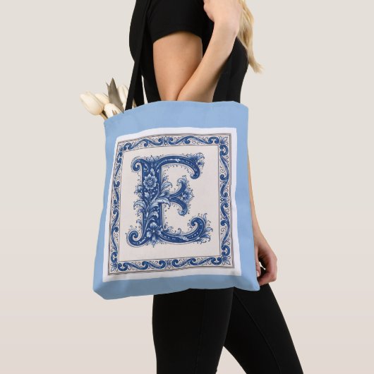 Noors Erfgoed Monogram-Blauw Tote Bag (Dichtbij)
