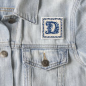 Noors Erfgoed Monogram-Blauw Vierkante Button 5,1 Cm (In situ)