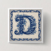 Noors Erfgoed Monogram-Blauw Vierkante Button 5,1 Cm (Voorkant)
