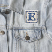 Noors Erfgoed Monogram-Blauw Vierkante Button 5,1 Cm (In situ)