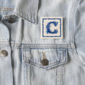 Noors Erfgoed Monogram-Blauw Vierkante Button 5,1 Cm (In situ)