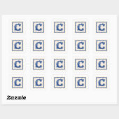 Noors Erfgoed Monogram-Blauw Vierkante Sticker (Vel)