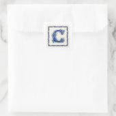 Noors Erfgoed Monogram-Blauw Vierkante Sticker (Tas)