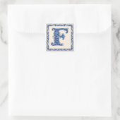 Noors Erfgoed Monogram - Blauw Vierkante Sticker (Tas)