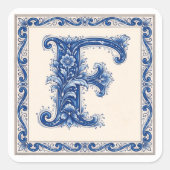 Noors Erfgoed Monogram - Blauw Vierkante Sticker (Voorkant)