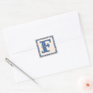 Noors Erfgoed Monogram - Blauw Vierkante Sticker