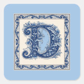 Noors Erfgoed Monogram-Blauw Vierkante Sticker (Voorkant)