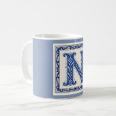 Noors Erfgoed N Monogram - Blauw Koffiemok (Voorkant links)
