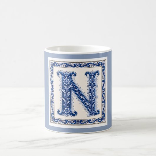 Noors Erfgoed N Monogram - Blauw Koffiemok (Center)