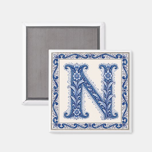 Noors Erfgoed N Monogram - Blauw Magneet (Voorkant / Achterkant)