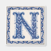 Noors Erfgoed N Monogram - Blauw Magneet (Voorkant)