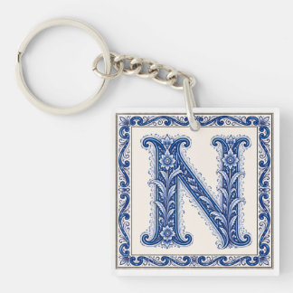 Noors Erfgoed N Monogram - Blauw Sleutelhanger