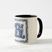 Noors Erfgoed Rosemaling Monogram-Blauw Mok (Voorkant rechts)