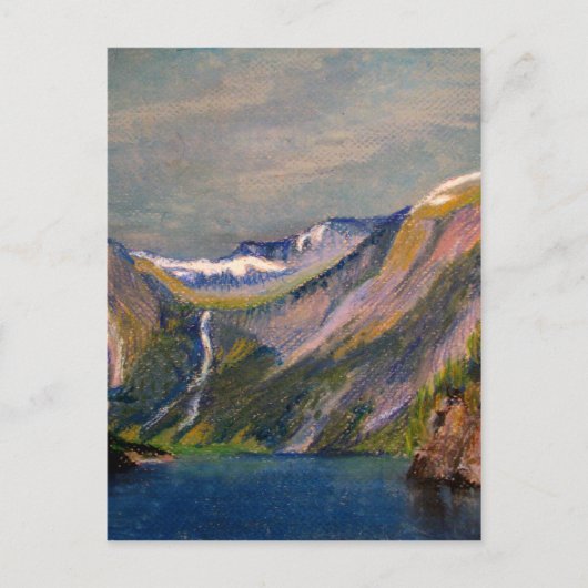 Noors fjord-oliespastel briefkaart (Voorkant)
