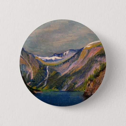 Noors fjord-oliespastel ronde button 5,7 cm (Voorkant)