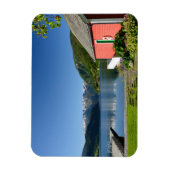 Noors fjord uitzicht + boothuis rechthoekmagneet magneet (Verticaal)