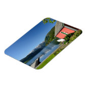 Noors fjord uitzicht + boothuis rechthoekmagneet magneet (Linkerzijde)
