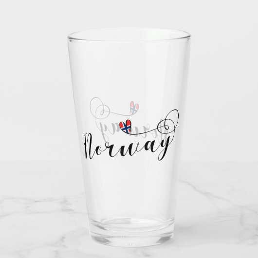 Noors Flag Heart Design, Noorwegen Glas (Achterkant)