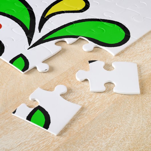 Noors folkpaard en bloemontwerp/kleurig legpuzzel (Zijkant)