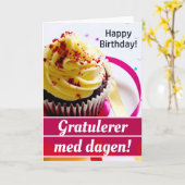 Noors "Gratulerer med dag!" Happy Birthday Kaart (Gele Bloem)