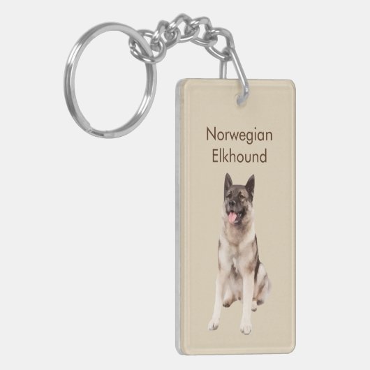Noors Hondenras Elkhound Sleutelhanger (Voorkant Links)