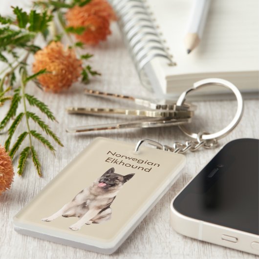 Noors Hondenras Elkhound Sleutelhanger (Voorkant Rechts)