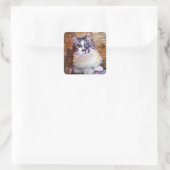 Noors hout vierkante sticker (Tas)