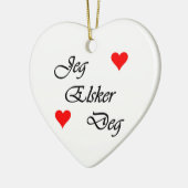 Noors "Ik hou van je" Norsk "Jeg Elsker Deg. Keramisch Ornament (Links)