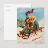 Noors kerstpaar Sledding (kopie) Feestdagenkaart (Voorkant / Achterkant)