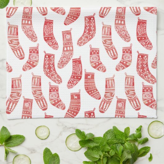 Noors kerstpatroon theedoek (Gevouwen)