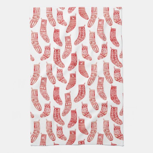 Noors kerstpatroon theedoek (Verticaal)