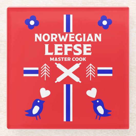 Noors Lefse Flatbrood Apron Glazen Onderzetter (Voorkant)