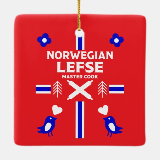 Noors Lefse Flatbrood Apron Keramisch Ornament (Achterkant)