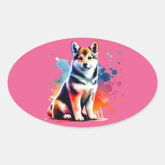 Noors Lundehund Dog Ovale Sticker (Voorkant)