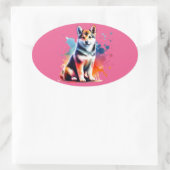 Noors Lundehund Dog Ovale Sticker (Tas)