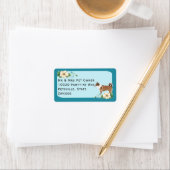 Noors Lundehund op Turquoise Floral Etiket (Insitu)
