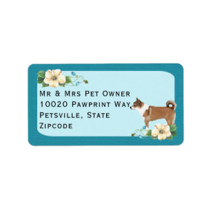 Noors Lundehund op Turquoise Floral Etiket