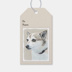Noors Lundehund-schilderij - Oorspronkelijke honde Cadeaulabel