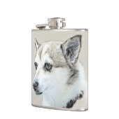 Noors Lundehund-schilderij - Oorspronkelijke honde Heupfles (Links)