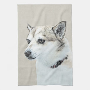 Noors Lundehund-schilderij - Oorspronkelijke honde Theedoek