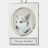 Noors Lundehund-schilderij - Origineel Hond Art Si Verzilverd Banner Ornament (Links)