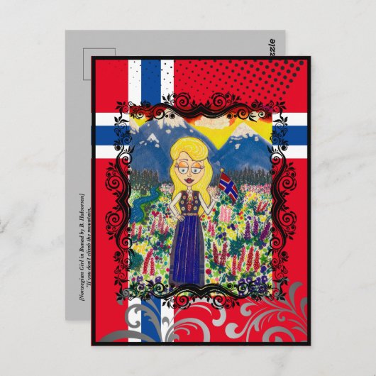 Noors meisje in Bunad Briefkaart (Voorkant / Achterkant)